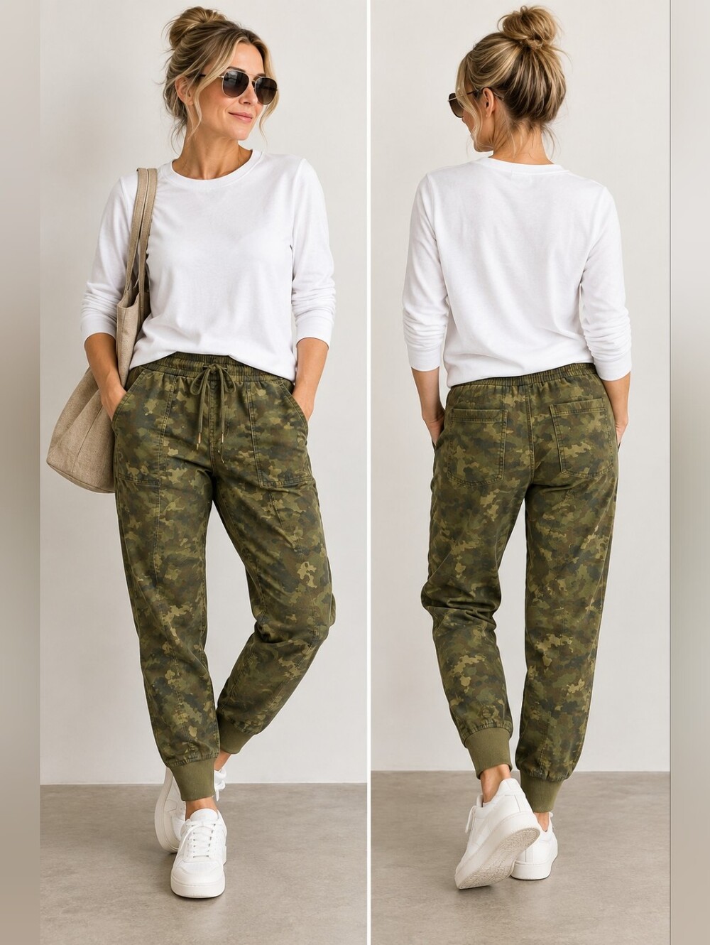 GARNET HILL CAMO ORGANIC COTTON JOGGER PANTS GREEN SIZE M